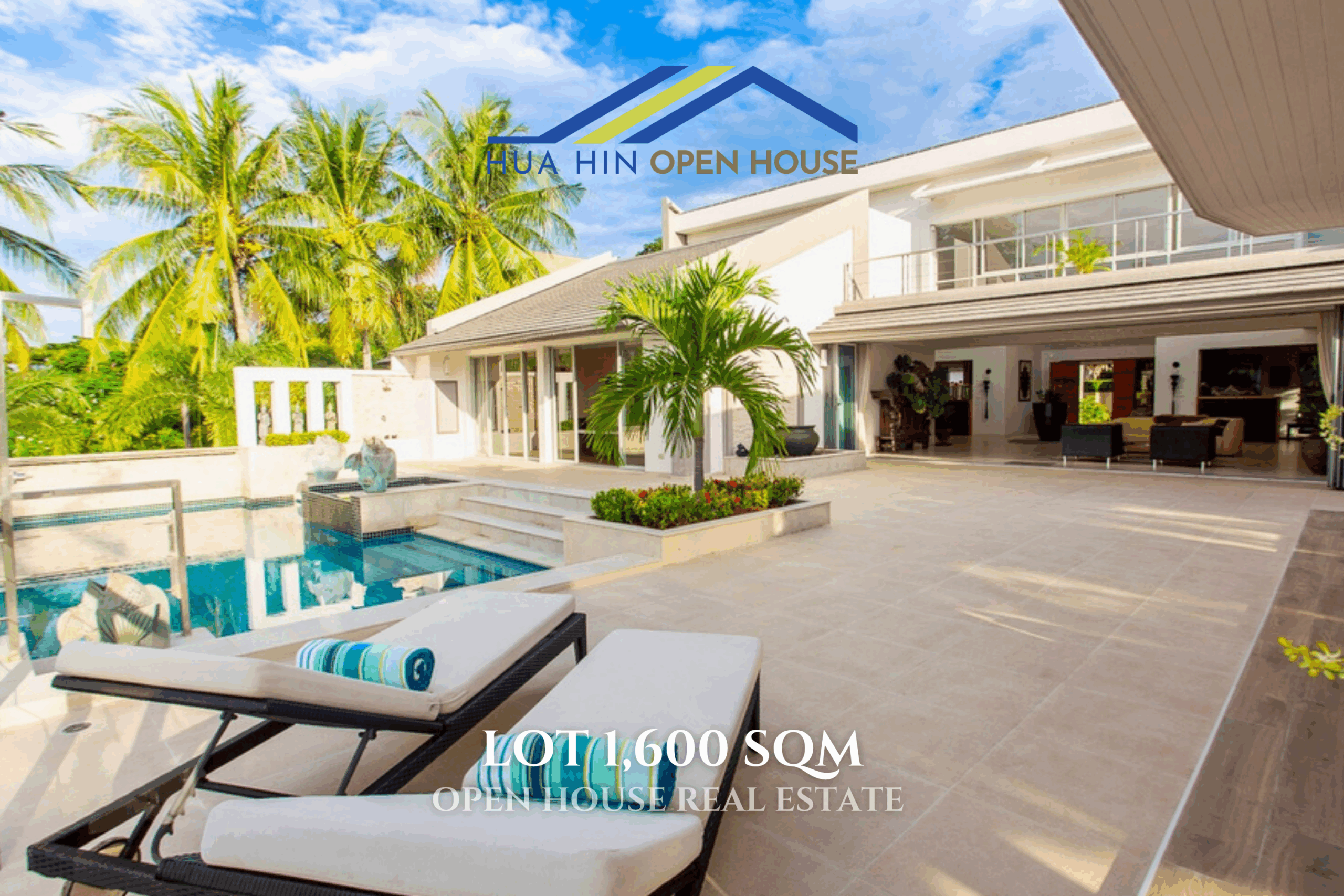 Hua Hin villa for sale features an infinity swimming pool, spacious outdoor pavilion