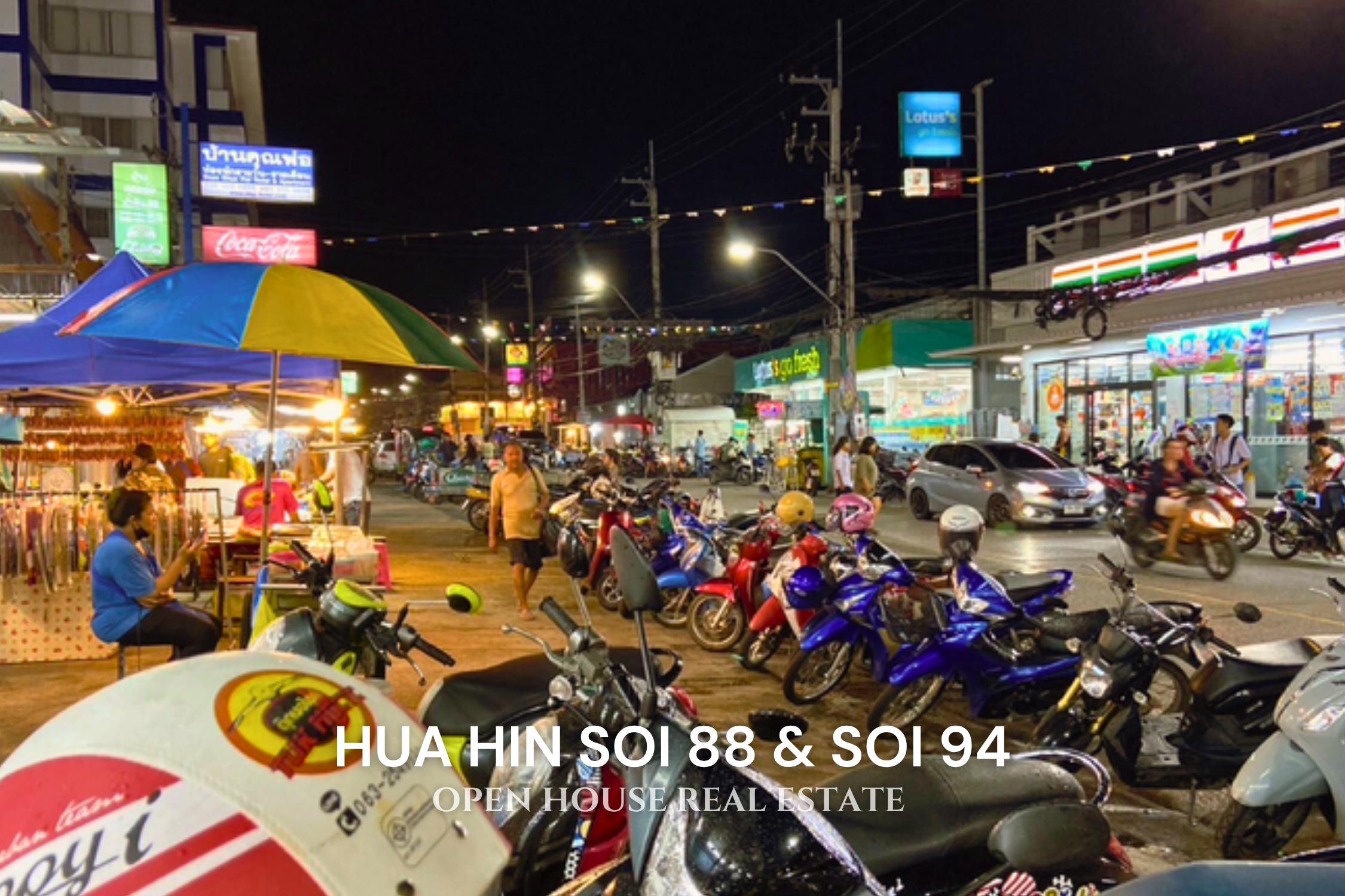 Hua Hin Soi 88 and Soi 94 are walking distance to restaurants, cafés, bars, and shops