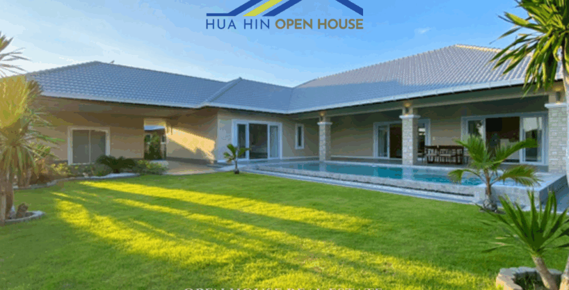 Brand new 3-bedroom pool villa in Hua Hin Soi 88 with private infinity pool, outdoor kitchen, and tropical garden.