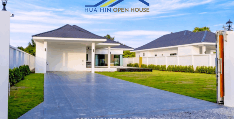 Front view of new pool villa near Hua Hin Immigration
